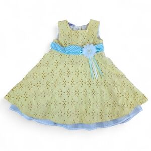 Blueberi Boulevard Girls Yellow Flower Eyelet Dress Size 2T Easter Party Spring